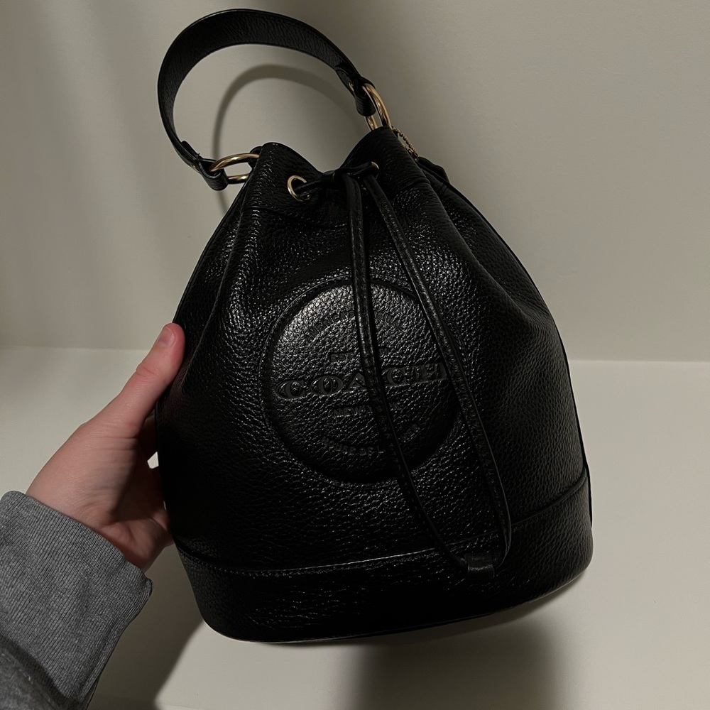 Coach Black Leather Bucket Bag